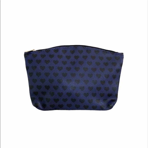 Ipsy Dark Blue Heart Print Makeup Cosmetic Bag - Picture 2 of 7